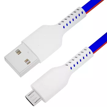 Кабель USB(Am)-Micro USB(Bm), быстрая зарядка, 3А, 1 м, белый/синий/красный, GCR Триколор Россия GCR-UAQC10 (GCR-54973)