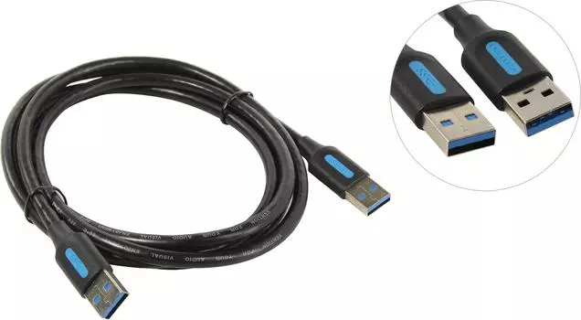 Кабель USB(Am)-USB(Am), 2 м, черный, Vention (CONBH)