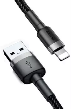 Кабель USB-Lightning 8-pin, 1.5А, 1.5 м, черный/серый, Baseus Cafule (CALKLF-CG1)