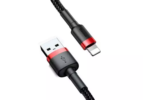 Кабель USB-Lightning 8-pin, 1.5А, 2 м, черный/красный, Baseus Cafule (CALKLF-C19)