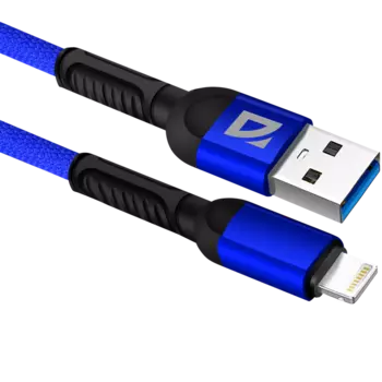 Кабель USB-Lightning 8-pin, 2.4A 1 м, синий Defender F167 (87104BLU)
