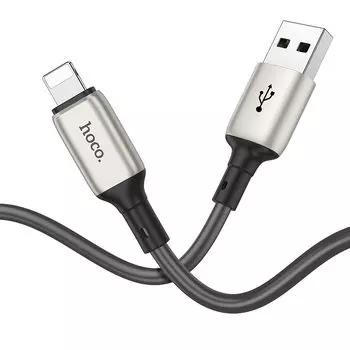Кабель USB-Lightning 8-pin, 2.4A, 1м, серый HOCO X66 Howdy (6931474754592)
