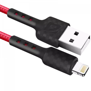 Кабель USB-Lightning 8-pin, 2.4A 1 м, красный Defender F181 (87114RED)