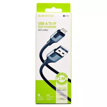 Кабель USB-Lightning 8-pin, 2.4А, 1 м, черный, Borofone Creator BX101