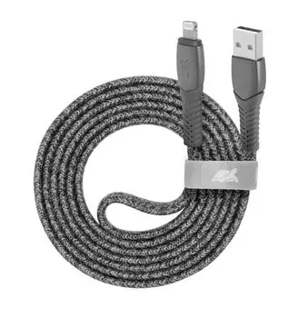 Кабель USB-Lightning 8-pin, 2.4А, 1.2 м, серый, RivaCase PS6108 GR12 (4260709011608)