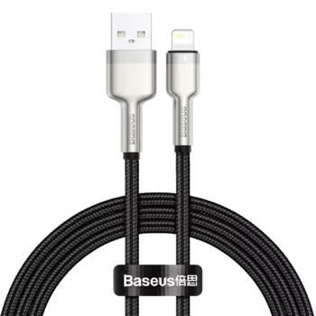 Кабель USB-Lightning 8-pin, 2.4А, 2 м, черный, Baseus Cafule Series (CALJK-B01)
