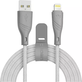 Кабель USB-Lightning 8-pin, 2A, 1м, серый Crown (CM000003299)