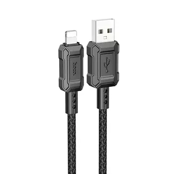 Кабель USB-Lightning 8-pin, экранированный, 2.4А, 1 м, черный, HOCO Leader X94