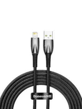 Кабель USB-Lightning 8-pin, экранированный, быстрая зарядка, 2.4А, 2 м, черный, Baseus Glimmer CADH000301 (CADH000301)