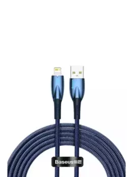 Кабель USB-Lightning 8-pin, экранированный, быстрая зарядка, 2.4А, 2 м, синий, Baseus Glimmer CADH000303 (CADH000303)