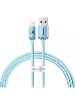 Кабель USB-Lightning 8-pin, экранированный, быстрая зарядка, 2.4А, 1.2 м, синий, Baseus Crystal Shine CAJY001103 (CAJY001103)