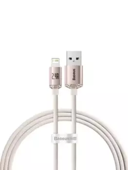 Кабель USB-Lightning 8-pin, экранированный, быстрая зарядка, 2.4А, 1.2 м, розовый, Baseus Crystal Shine CAJY001104 (CAJY001104)