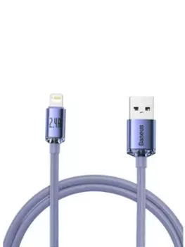 Кабель USB-Lightning 8-pin, экранированный, быстрая зарядка, 2.4А, 2 м, пурпурный, Baseus Crystal Shine CAJY000105 (CAJY000105)