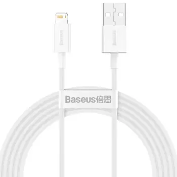 Кабель USB-Lightning 8-pin, быстрая зарядка, 2.4А, 20 Вт, 1 м, белый, Baseus Superior Series (CALYS-A02)