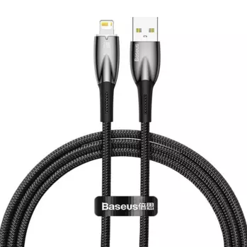 Кабель USB-Lightning 8-pin, быстрая зарядка, 2.4А, 1 м, черный, Baseus Glimmer (CADH000201)