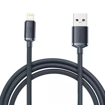 Кабель USB-Lightning 8-pin, быстрая зарядка, 2.4А, 2 м, черный, Baseus (CAJY000101)
