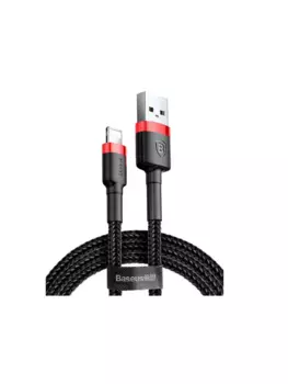 Кабель USB-Lightning 8-pin, быстрая зарядка, 2.4А, 1 м, черный/красный, Baseus Cafule (CALKLF-B19)