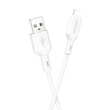 Кабель USB-Lightning 8-pin, быстрая зарядка, 2.4А, 1 м, белый, Borofone BX70 (6974443384475)