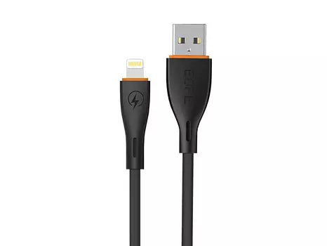 Кабель USB-Lightning 8-pin, быстрая зарядка, 2.4А, 1 м, черный, EOFE AL21 (AL21 BLACK)