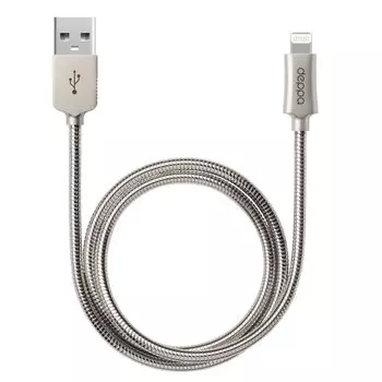 Кабель USB-Lightning(8-pin), Deppa, 1.2m, стальной, алюминий (72272)