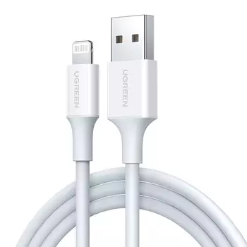 Кабель USB-Lightning 8-pin, MFi, 2.4A быстрая зарядка, 1.5м, белый UGREEN US155 (80315)