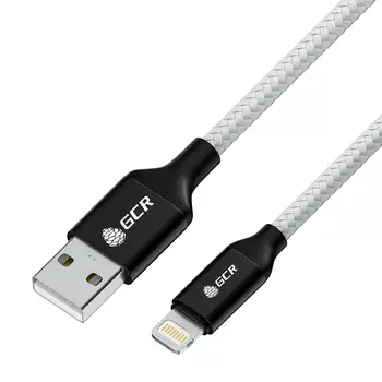 Кабель USB-Lightning 8-pin, MFi, быстрая зарядка, 2.4А, 1 м, белый/черный, Greenconnect GCR-IP7N (GCR-53332)