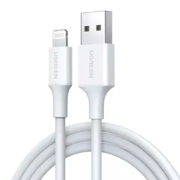 Кабель USB-Lightning 8-pin, MFi, быстрая зарядка, 2.4A 50 см, белый UGREEN US155 (80313)