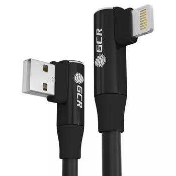 Кабель USB-Lightning 8-pin, MFi, угловой/угловой, 15 см, черный, Greenconnect Premium (GCR-53914)