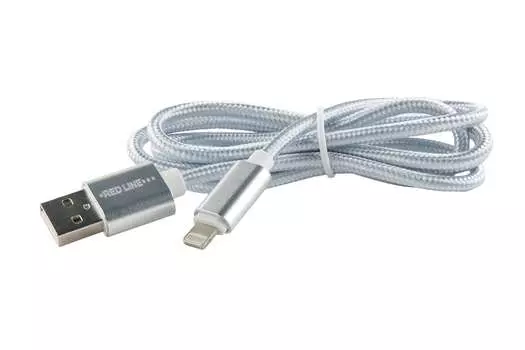 Кабель USB-Lightning 8-pin, 1м, серебристый Red Line