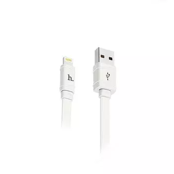 Кабель USB-Lightning 8-pin, плоский, 2.1A, 1м, белый HOCO Bamboo X5 (6957531040019)