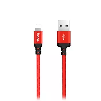 Кабель USB -Lightning, HOCO, 1m, красный/черный, X14 Times Speed (85396)