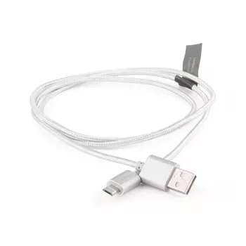 Кабель USB-Micro USB, 2.1A, 1м, серебристый Rombica Twist Silver (CB-C2U0S)
