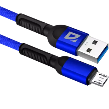 Кабель USB-Micro USB, 2.4A 1 м, синий Defender F167 (87105BLU)