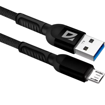 Кабель USB-Micro USB, 2.4A 1 м, черный Defender F167 (87105BLA)