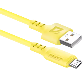 Кабель USB-Micro USB, 2.4A 1 м, желтый Defender F207 (87108YEL)