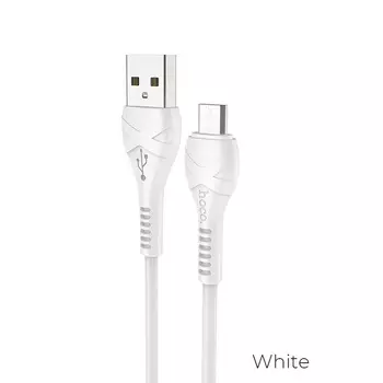 Кабель USB(Am)-Micro USB(Bm), быстрая зарядка, 2.4А, 1 м, белый, HOCO Cool Power X37 (6931474710505)