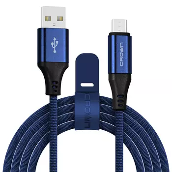 Кабель USB-Micro USB, 2A, 1м, синий Crown (CMCU-3103M)