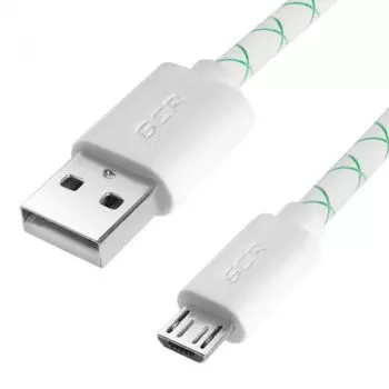 Кабель USB-Micro USB, 2A Quick Charge, 1м, белый/зеленый Greenconnect GCR-UA9MCB3-BD-1.0m
