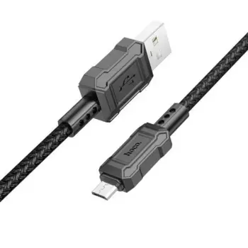 Кабель USB-Micro USB, экранированный, 2.4А, 1 м, черный, HOCO Leader X94 (6931474794260)