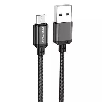 Кабель USB-Micro USB, быстрая зарядка, 2.4А, 1 м, черный, Borofone Sharp BX87