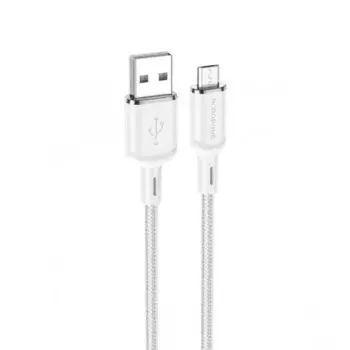 Кабель USB-Micro USB, быстрая зарядка, 2.4А, 1 м, белый, Borofone Cyber BX90