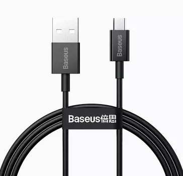 Кабель USB-Micro USB, быстрая зарядка, 2А, 2 м, черный, Baseus Superior Series (CAMYS-A01)