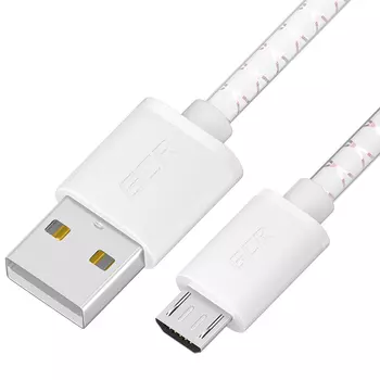 Кабель USB-Micro USB, быстрая зарядка, 3A 1.5 м, белый/розовый Greenconnect GCR-UA1U (GCR-54451)