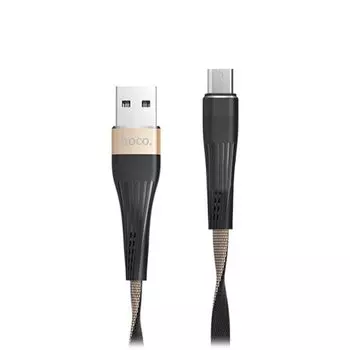 Кабель USB-micro USB, HOCO, 1.2m, черный/золотой, Slender для HTC/Samsung (U39)