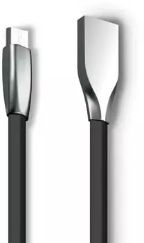 Кабель USB-Micro USB, плоский, 2А, 1 м, графитовый, Ginzzu GC-406B (00-00001485)