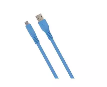 Кабель USB-Micro USB, плоский, быстрая зарядка, 3A 2 м, синий MB mobility (УТ000027531)