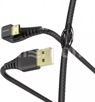 Кабель USB-Micro USB, угловой, позолоченные разъемы, 2.4A, 1.5м, черный Hama (00187220)