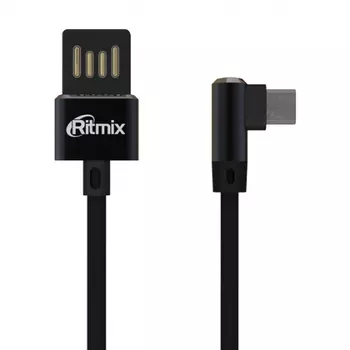 Кабель USB-microUSB 2.0, Ritmix, 1m, черный, тканевая оплетка (RCC-418)