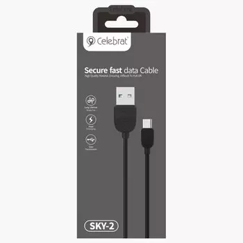 Кабель USB-Type-C, 1м, черный Celebrat SKY-2T (116115)