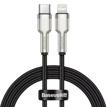 Кабель USB Type-C-Lightning 8-pin, 2.4А, 20 Вт, 1 м, черный, Baseus Cafule Series (CATLJK-A01)